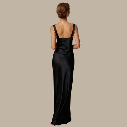 Eveloria Damen Maxikleid Satin Drapiert