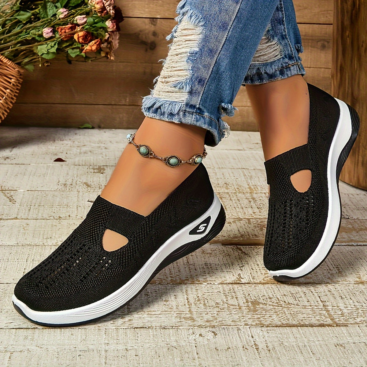 Eveloria Damen Slip-On Sneaker Atmungsaktives Material