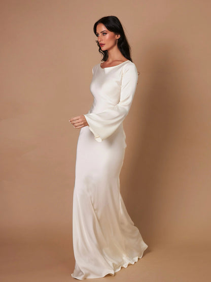 Damen Abendkleid Maxikleid Figurbetont Lange Ärmel