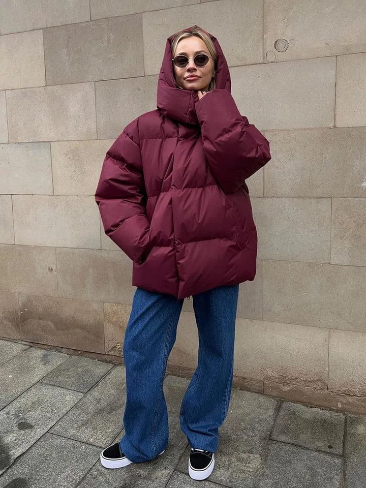 Damen Pufferjacke Oversized Stepp-Design Hochkragen