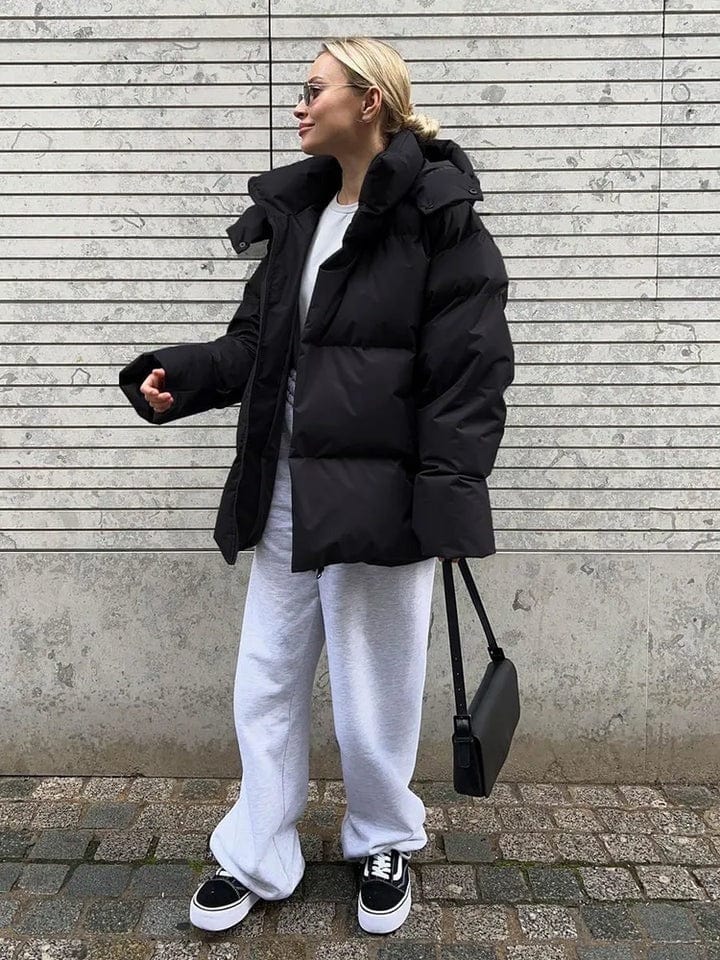 Damen Pufferjacke Oversized Stepp-Design Hochkragen
