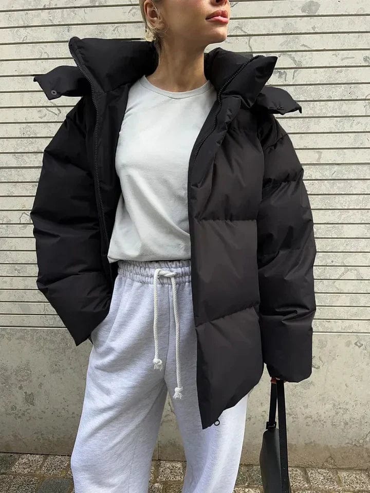 Damen Pufferjacke Oversized Stepp-Design Hochkragen