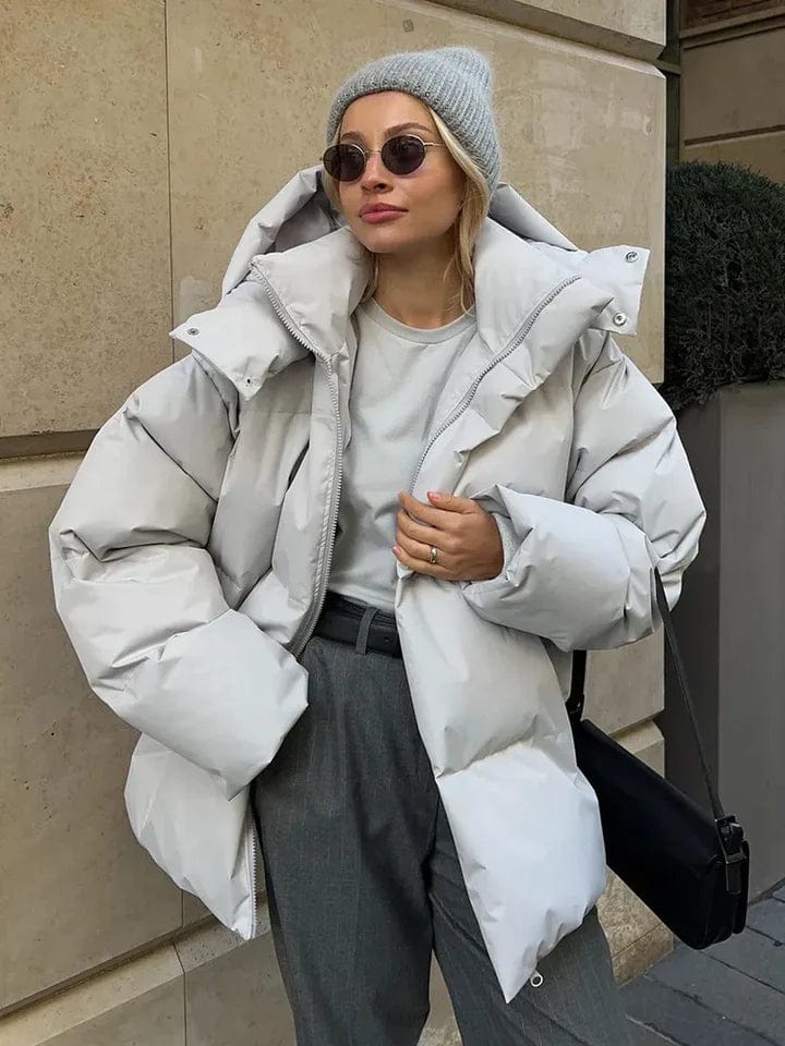 Damen Pufferjacke Oversized Stepp-Design Hochkragen