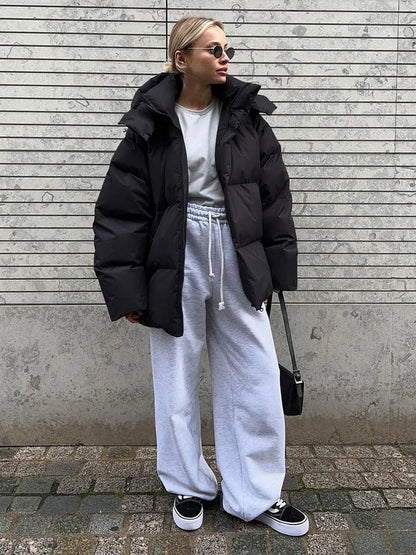 Damen Pufferjacke Oversized Stepp-Design Hochkragen