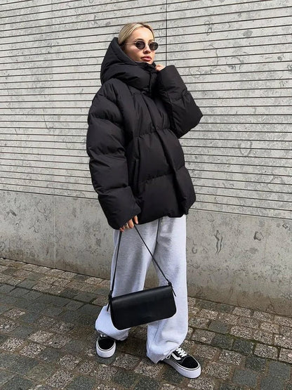Damen Pufferjacke Oversized Stepp-Design Hochkragen