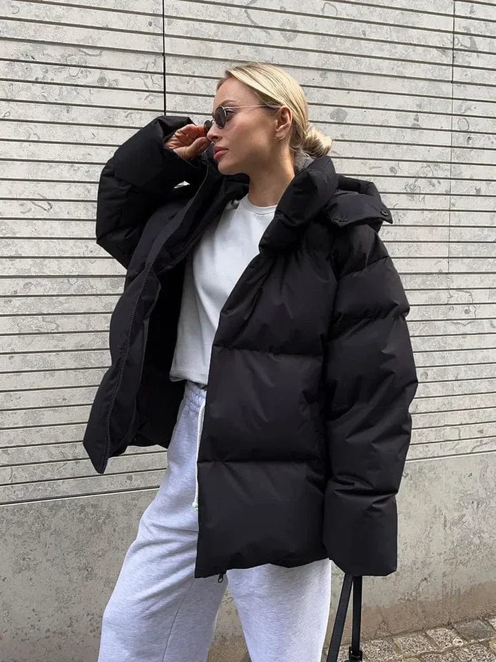 Damen Pufferjacke Oversized Stepp-Design Hochkragen