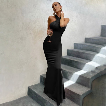 Damen Fishtail Kleid Offener Rücken Enganliegender Schnitt - Eveloria
