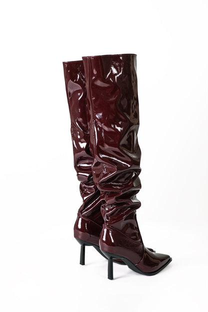 Ava | Lackleder-Stiefel mit gerafftem Schaft - Zendoo.de