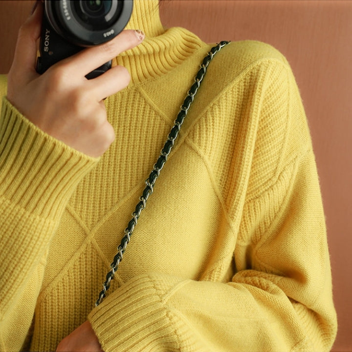 Damen Rollkragenpullover Zopfmuster Gemütlich