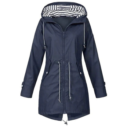 Eveloria Damen Regenjacke Wind- und wasserdicht Lang