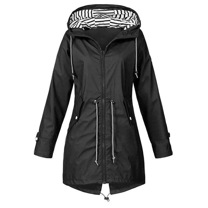 Eveloria Damen Regenjacke Wind- und wasserdicht Lang