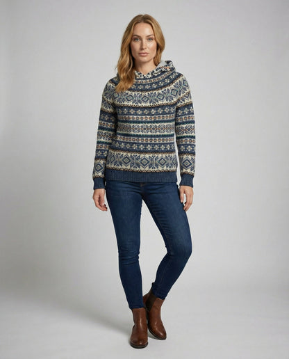 Damen Norweger Pullover Warm