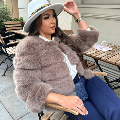 Damen Faux-Fur-Winterjacke Elegant