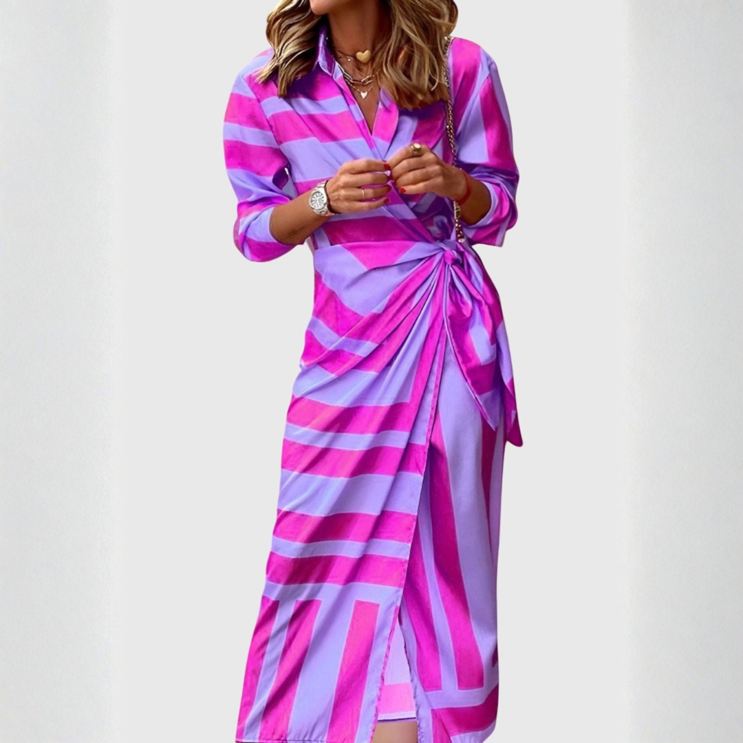 Gudrun Damen Wickelkleid Midi Gestreift