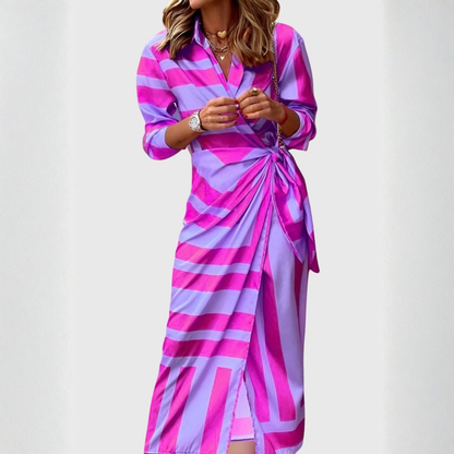 Gudrun Damen Wickelkleid Midi Gestreift