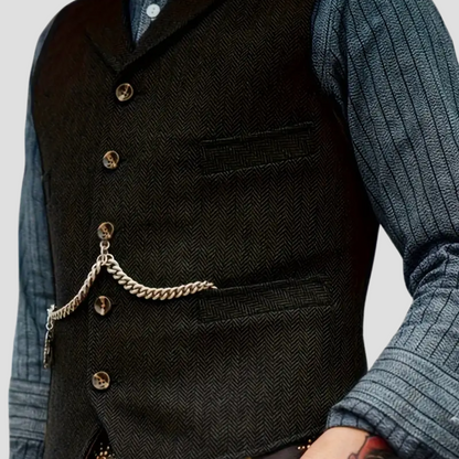 Herren Wollweste Tailored Look Anthrazit