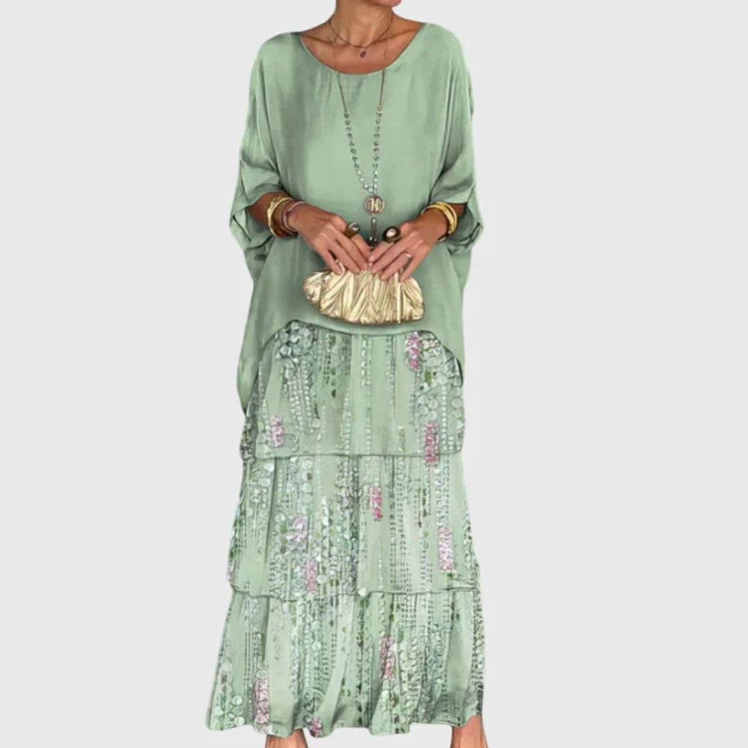 Damen Boho Maxikleid mit Shorts Geschichtetes Design