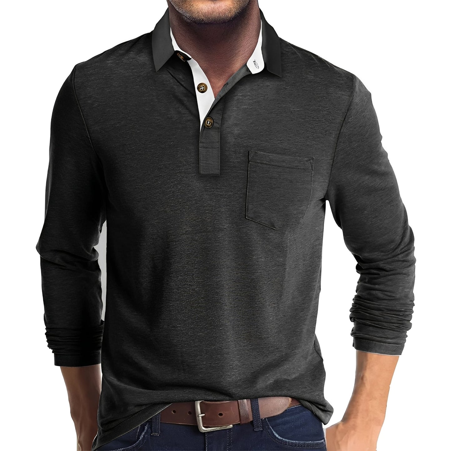 Herren Langarm-Poloshirt Komfortabel Vielseitig