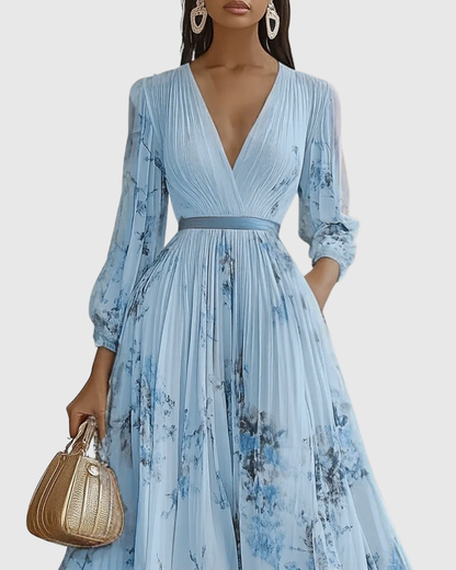 Isabella Damen Ärmelloses Midi Kleid Geplissiert Blumenmuster