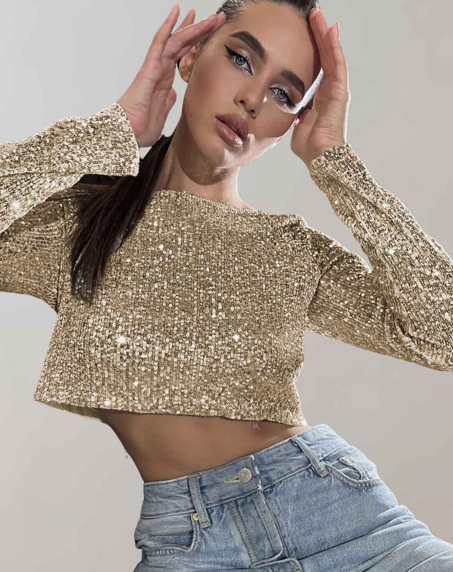 Eveloria Damen Pailletten Crop