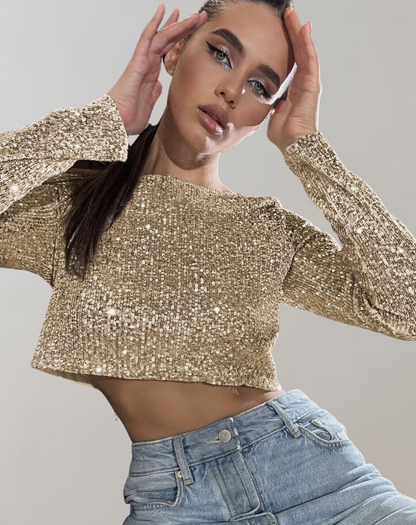 Eveloria Damen Pailletten Crop