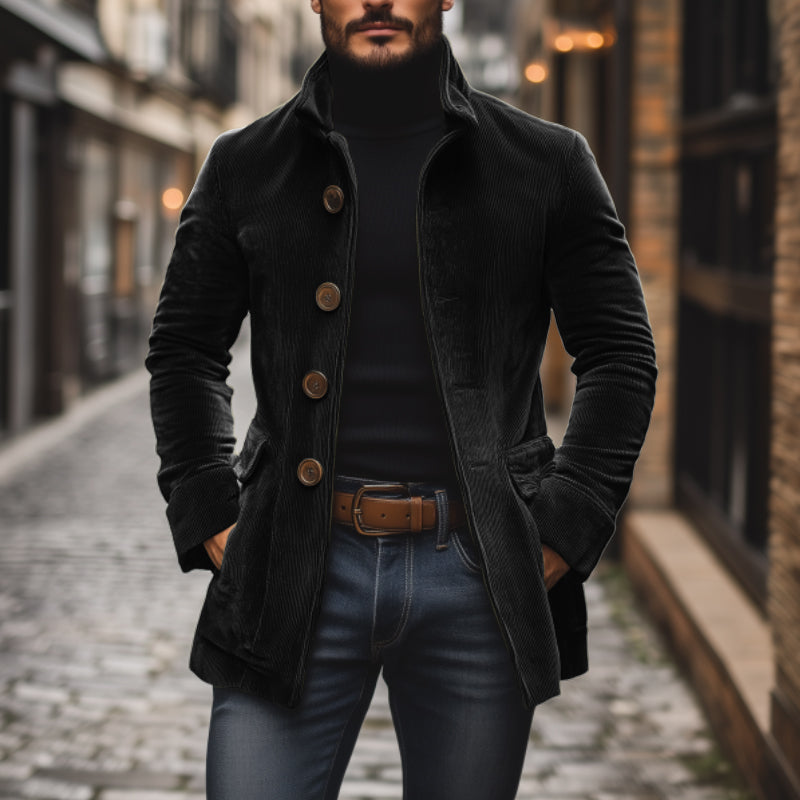 Herren Samtjacke Stehkragen Elegant