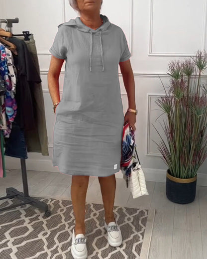 Eveloria Damen Freizeitkleid Kurzärmelig Mit Kapuze
