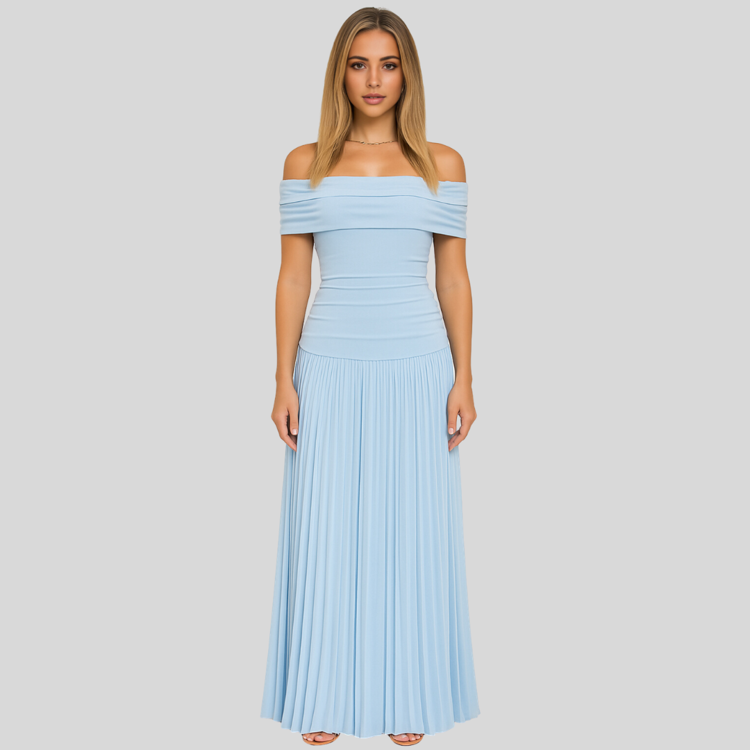 Damen Hochzeitsgastkleid Gefaltet Maxikleid