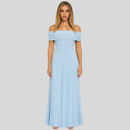 Damen Hochzeitsgastkleid Gefaltet Maxikleid
