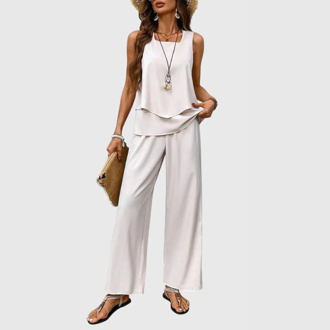Damen Zweiteiler Set Weite Bein Hose