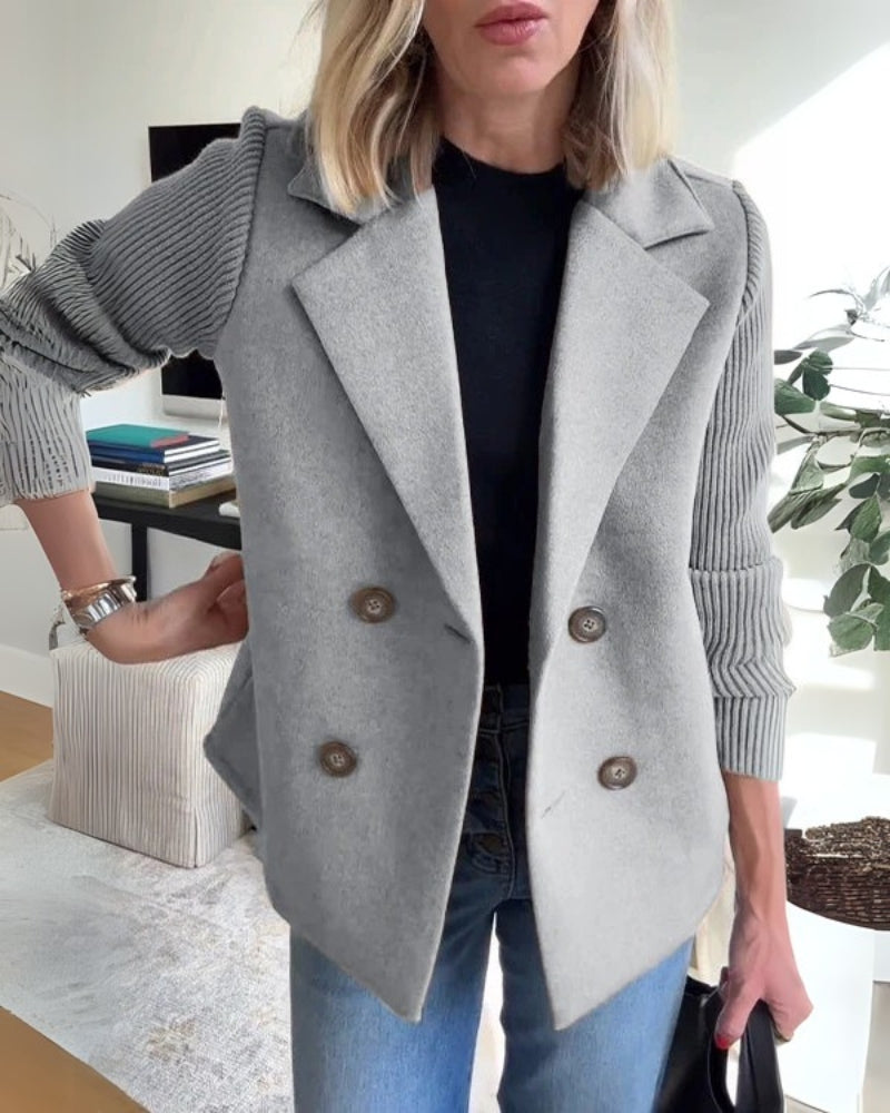 Damen Knit-Blazer-Weste Klassisches Revers Bequem