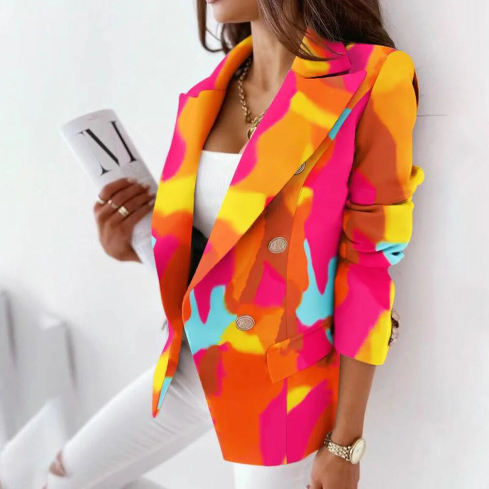 Eveloria Damen Blazer Bedruckt Stilvoll