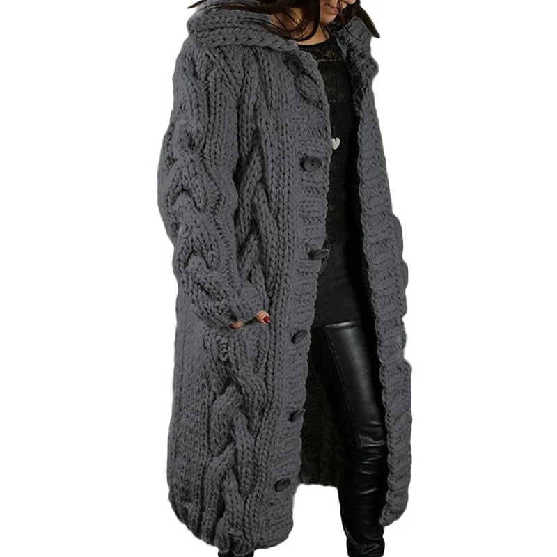 Eveloria Damen Strickjacke Dicke Wolle Beige