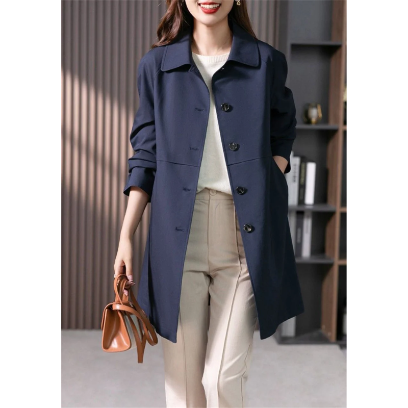 Eveloria Damen Trenchcoat Kurz Baumwolle Beige