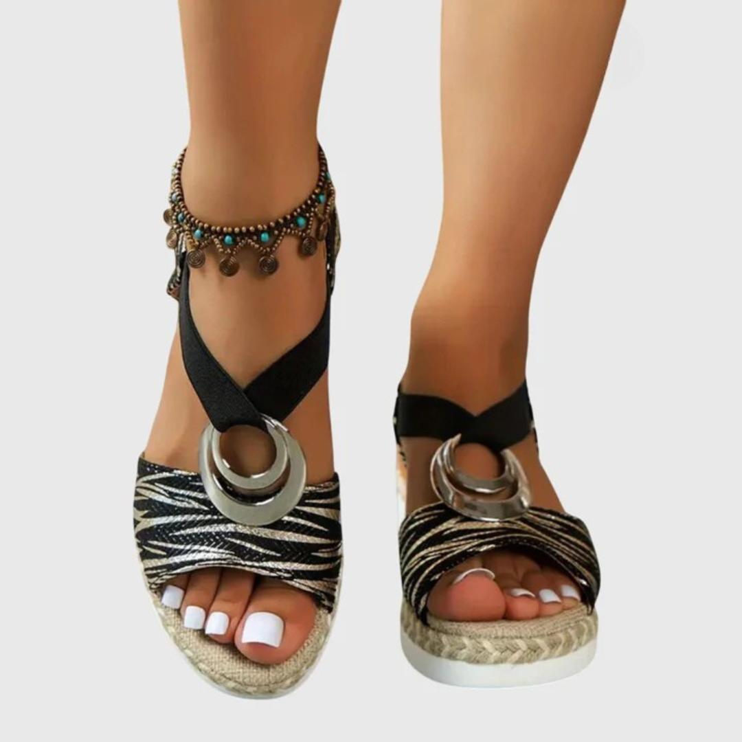 Damen Orthopädische Sandalen Schnallenriemen Leder Braun