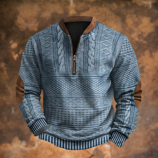 Herren Strickpullover Halb-Reißverschluss Stylisch Beige - Eveloria