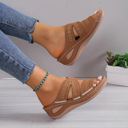 Damen Orthopädische Sandalen Sommer Atmungsaktiv Beige