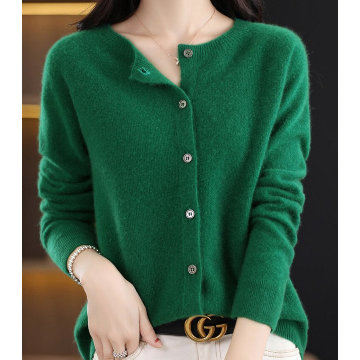 Damen Strickjacke Klassische Knopfleiste