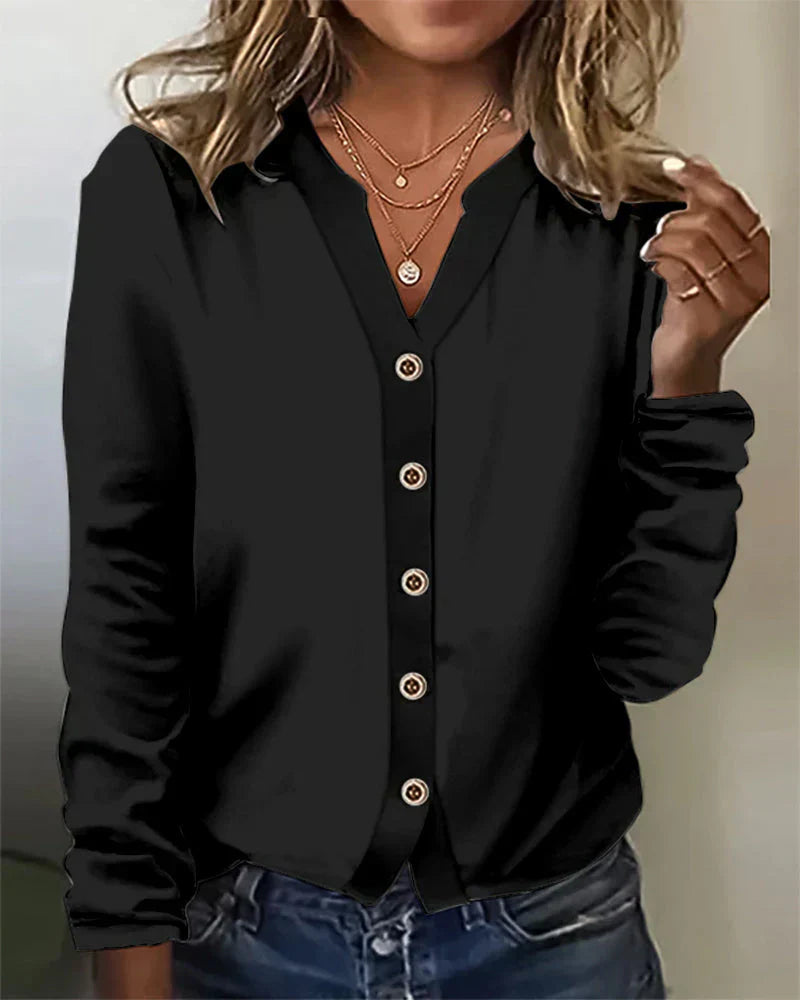 Eveloria Damen Bluse Baumwolle Knöpfe Elegant Weiß