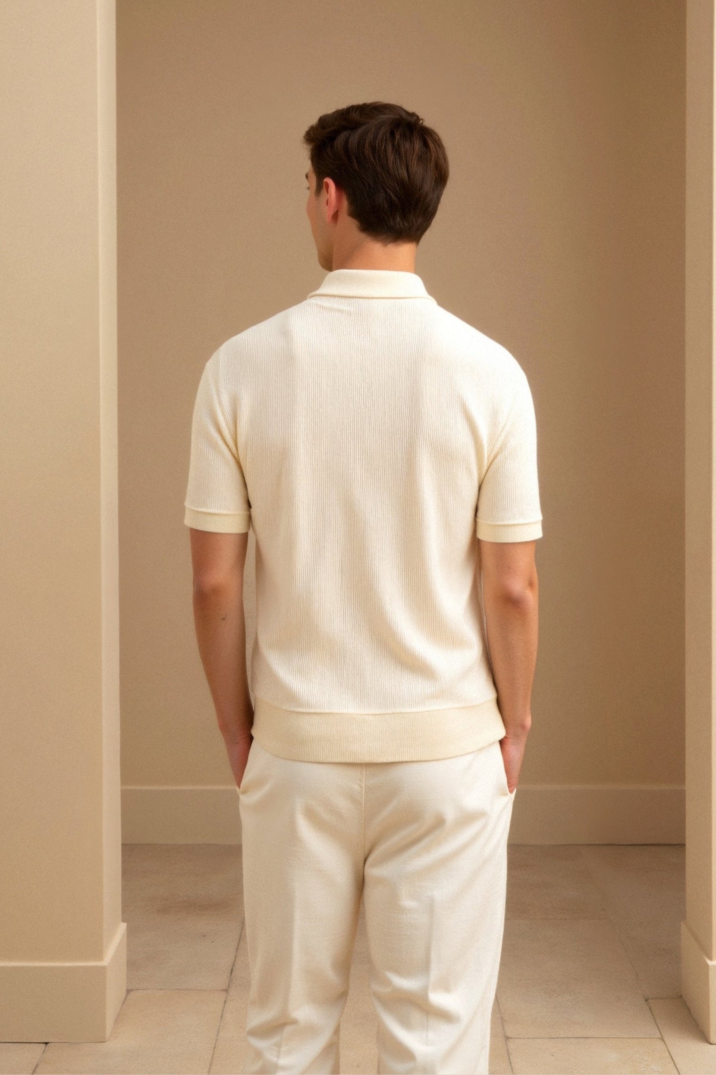 Herren Poloshirt Beige Elegantes Baumwollshirt