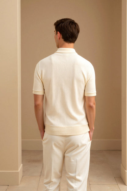 Herren Poloshirt Beige Elegantes Baumwollshirt