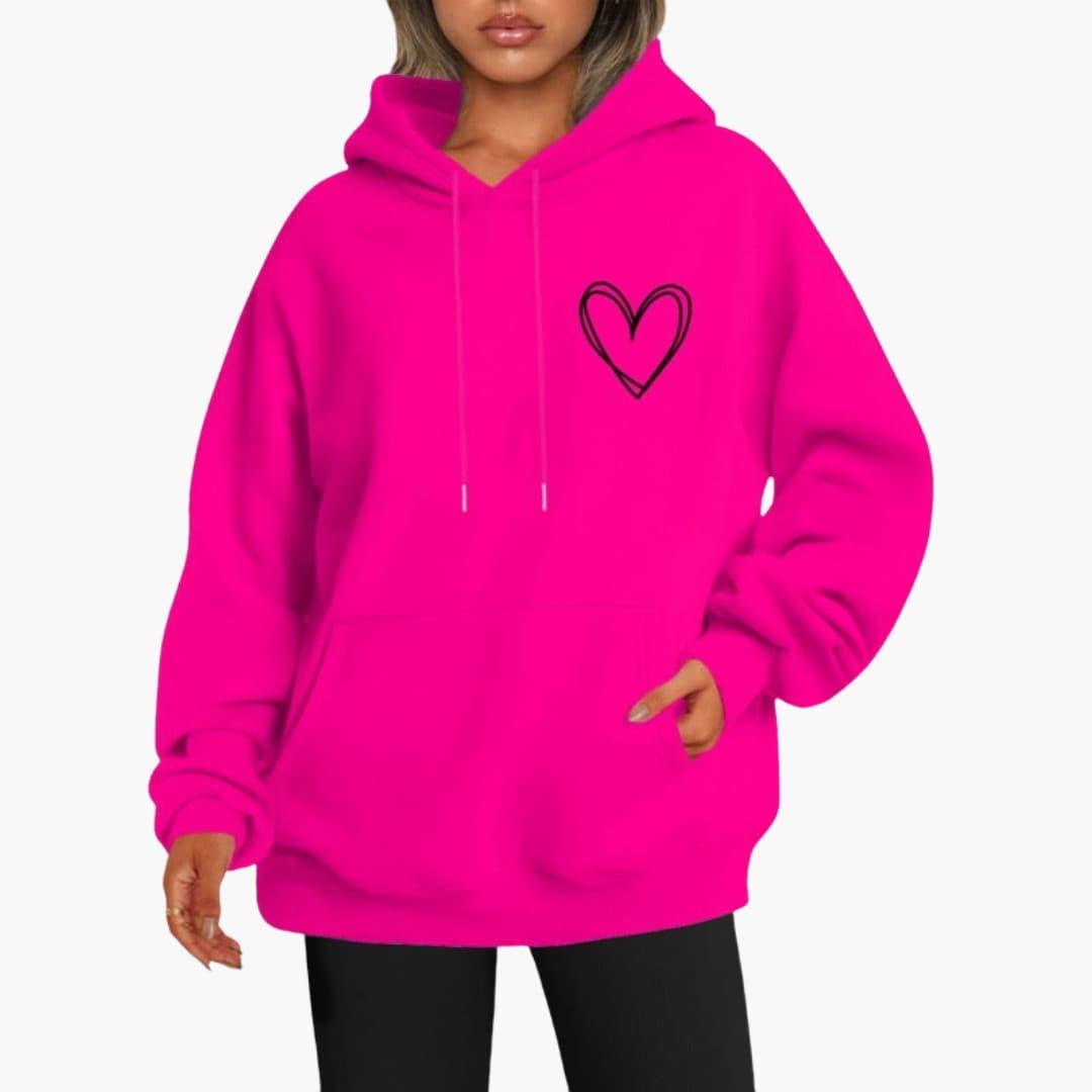 Damen Hoodie Kapuzenpullover Herz-Motiv