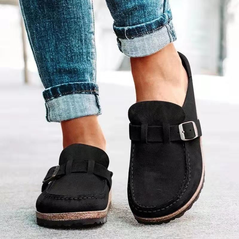 Damen Slip-On Loafer Schnalle Leder