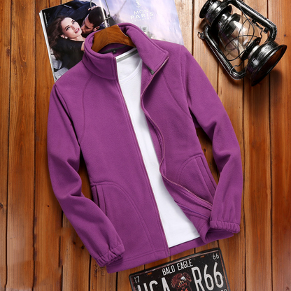 Damen Fleecejacke Reißverschluss Stehkragen Fleece