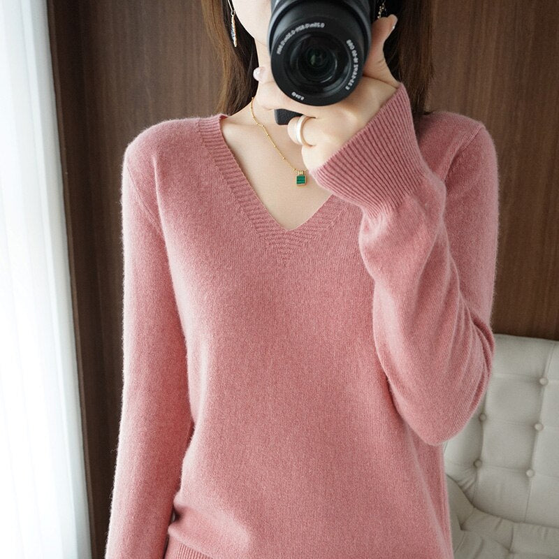 Eveloria Damen V-Ausschnitt Pullover