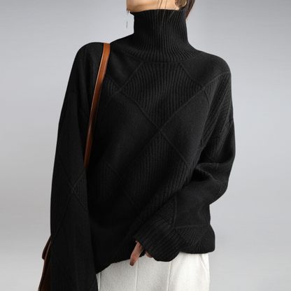 Damen Oversize Rollkragenpullover Lang