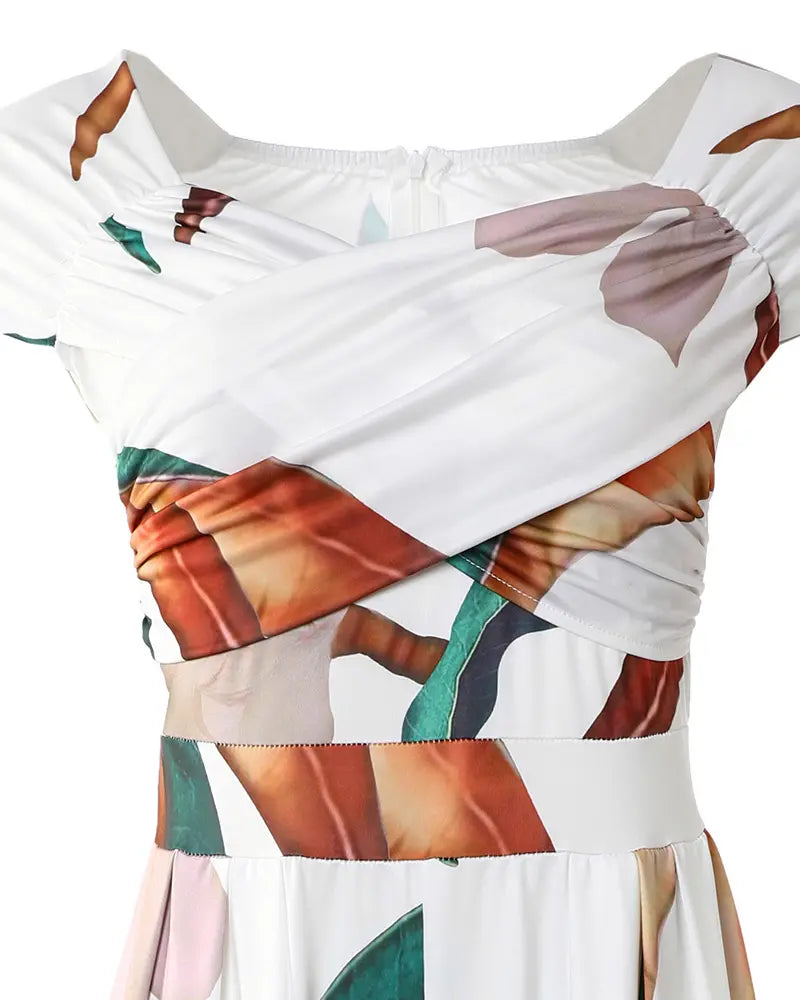 Eveloria Damen Overall-Kleid Botanik-Print Traumhaft