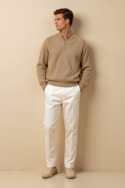 Klassischer Strickpullover Reißverschluss Zeitlos Komfortabel