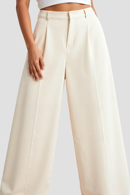 Damenhose Weit Schnitt Bundfalten Elegant