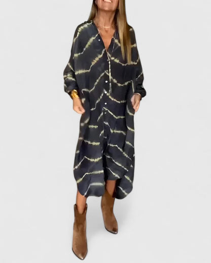 Damen Batik Hemdblusenkleid